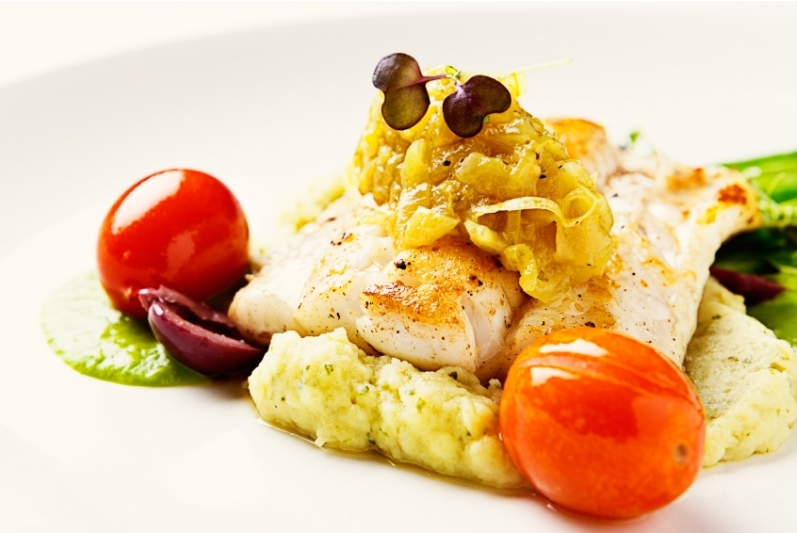 Kartoffelstampf mit gebratenem Kabeljau